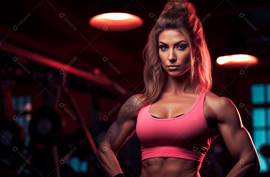 Foto de uma mulher personal trainer para composição de academia
