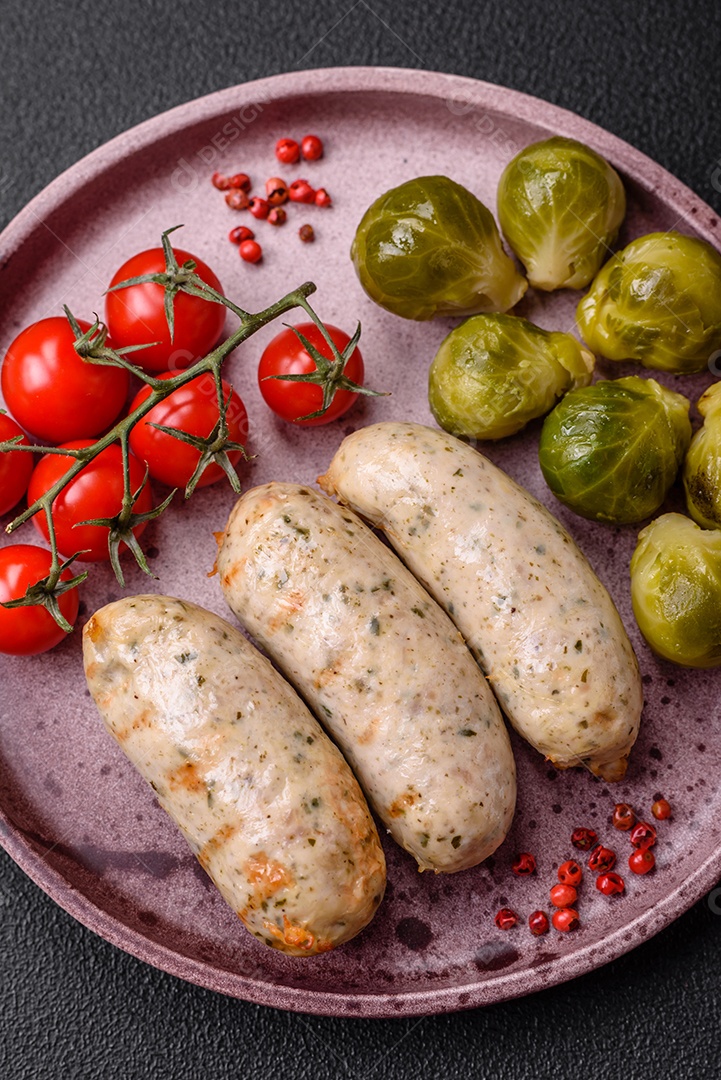 Salsichas proteína vegetal seitan sem carne soja trigo sabor clássico lanche vegetariano ou vegano pronto para comer na mesa lanche saudável