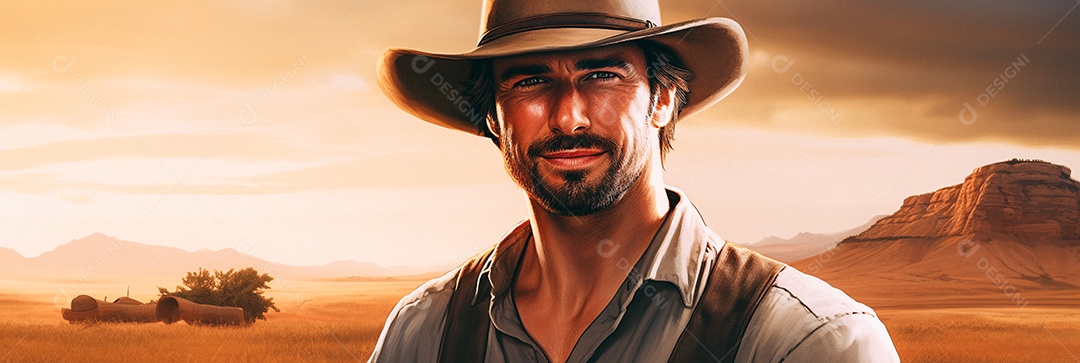 Homem agricultor chapéu de palha em pé terras agrícolas sorrindo