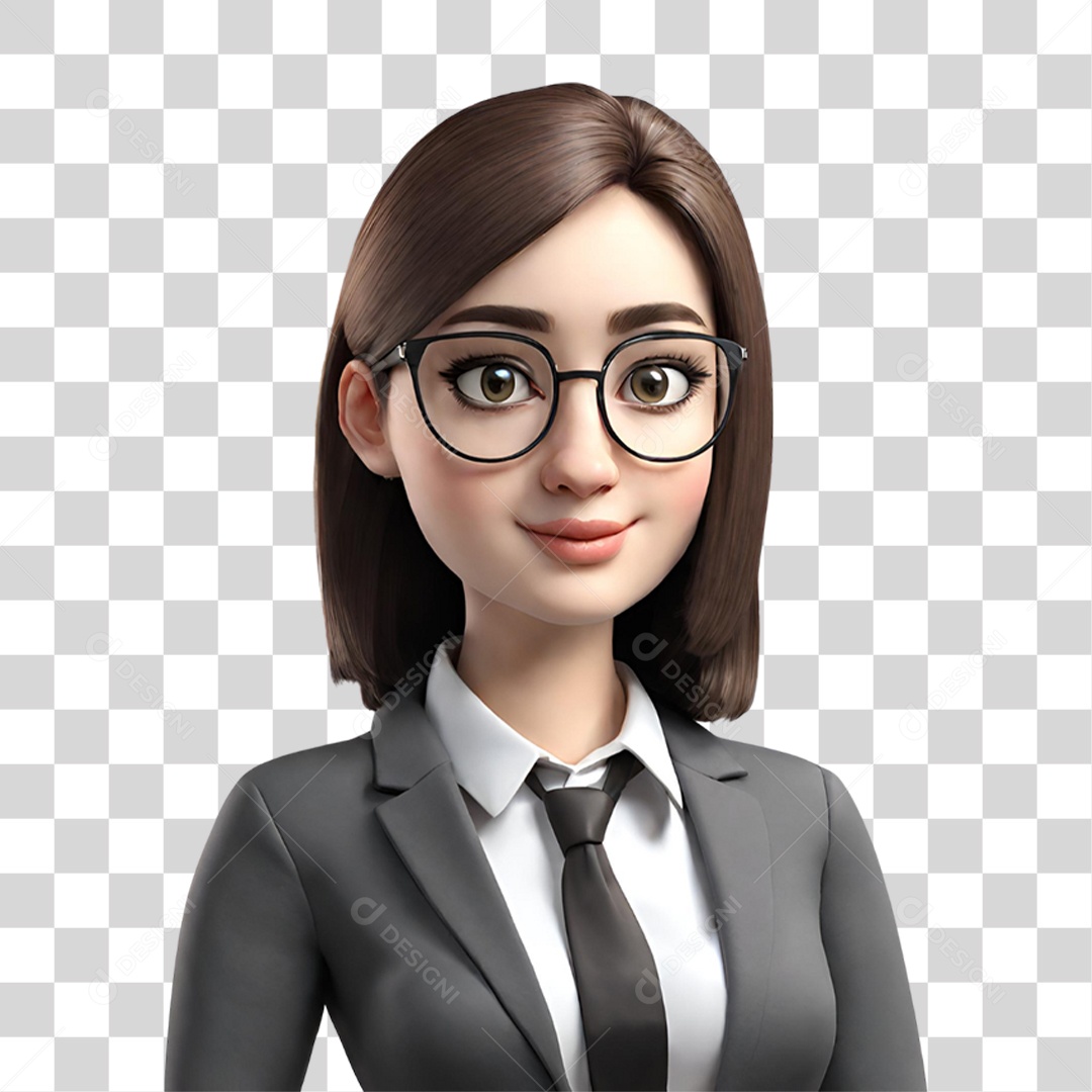 Avatar 3D Mulher Estilo professora PNG Transparente