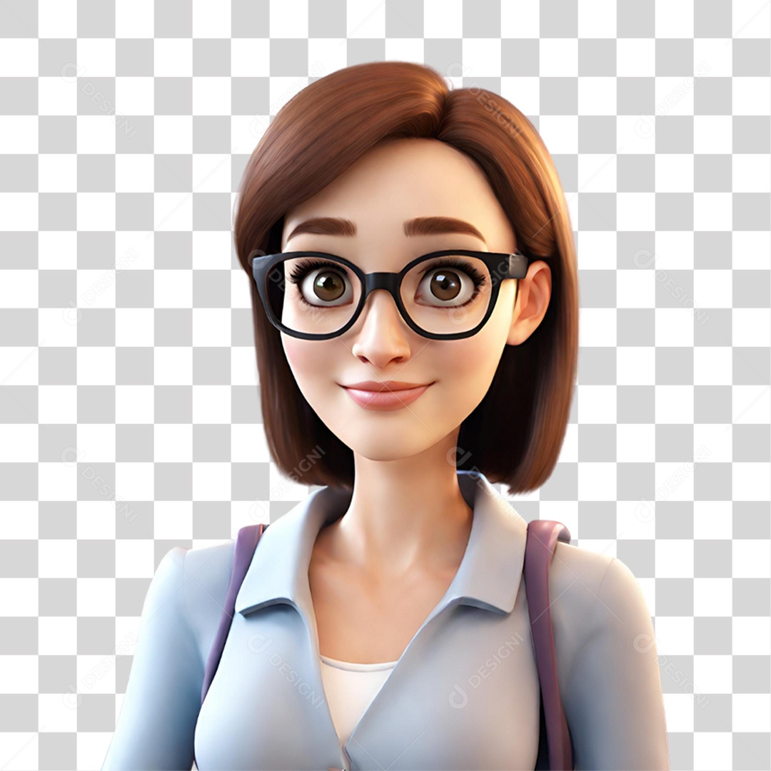 Avatar 3D Mulher Estilo professora PNG Transparente