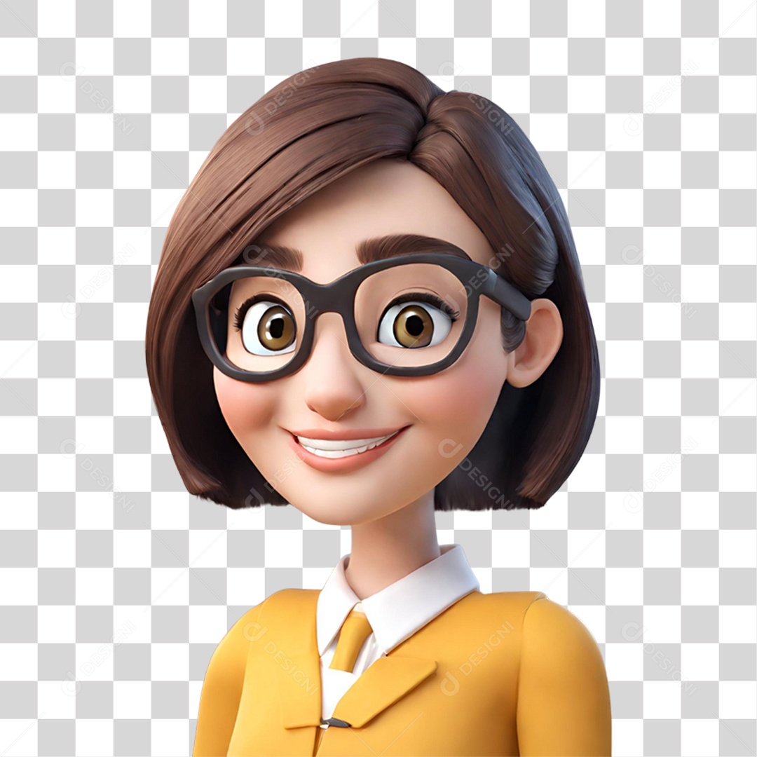 Avatar 3D Mulher Estilo professora PNG Transparente