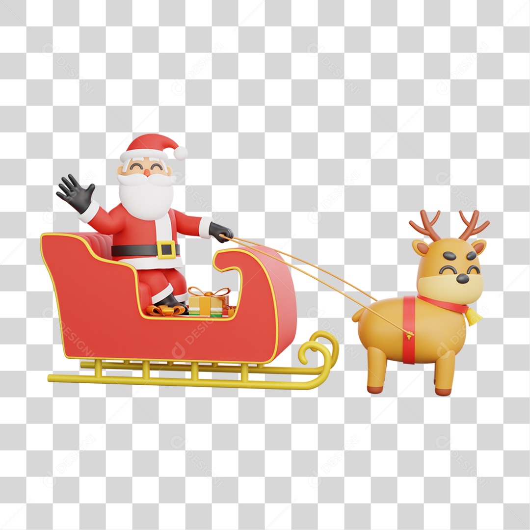 Papai Noel em Trenó PNG Transparente