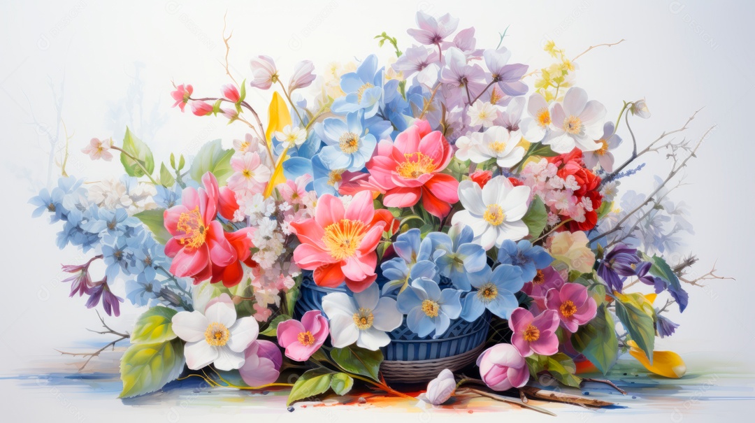 Ovos da páscoa ao lado de flores.