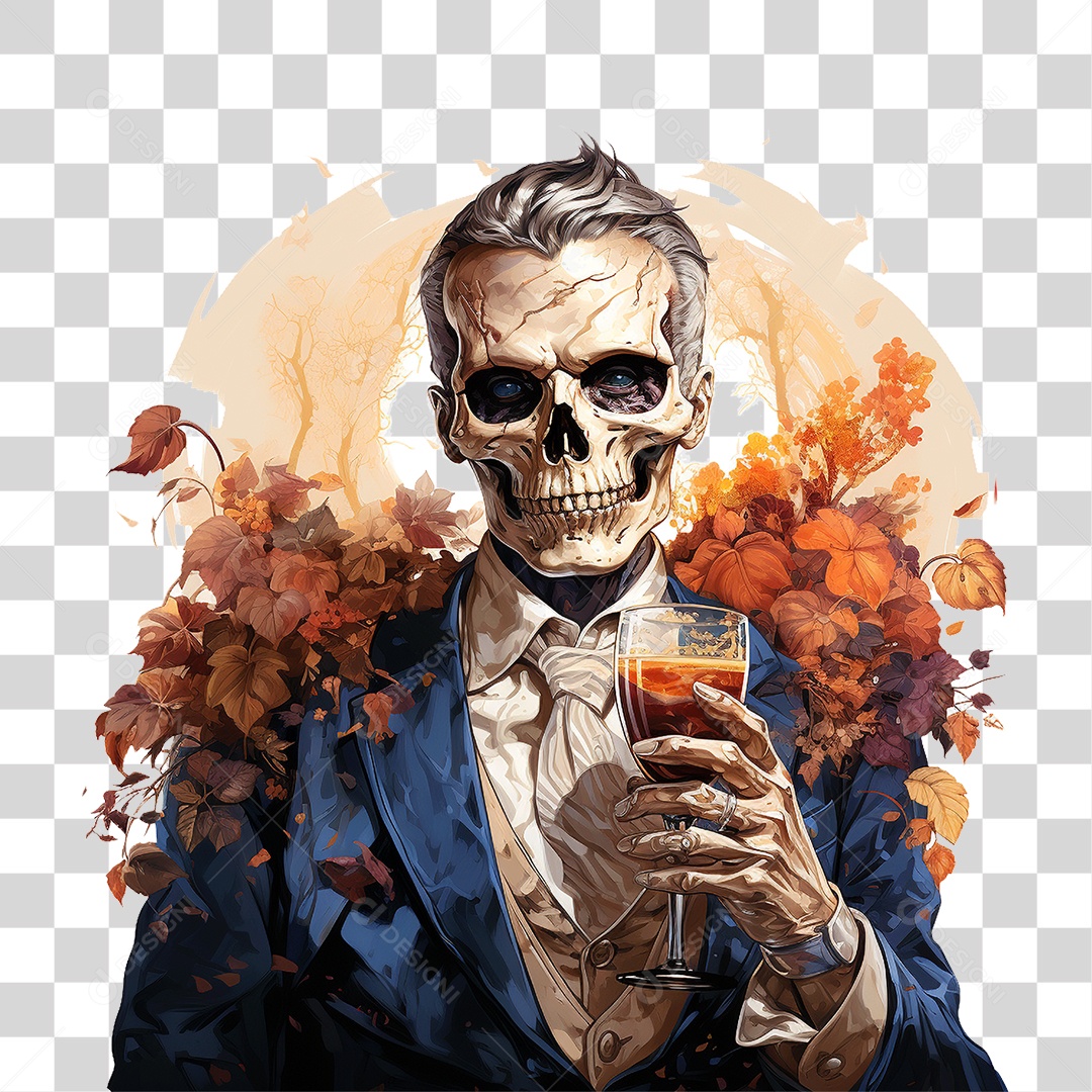 Halloween Aquarela Assustador Crânio Homem Caveira PNG Transparente