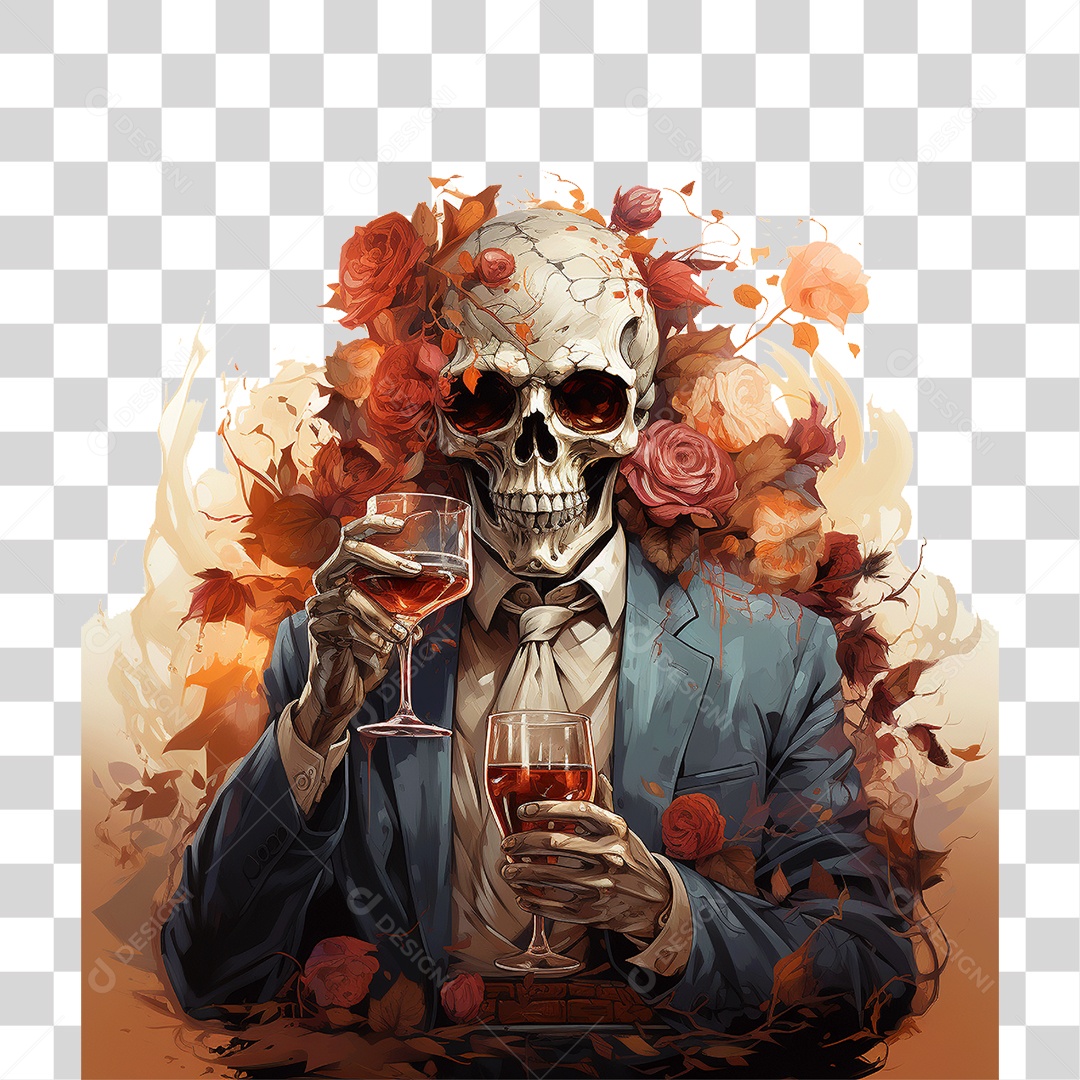 Halloween Aquarela Assustador Crânio Homem Caveira PNG Transparente