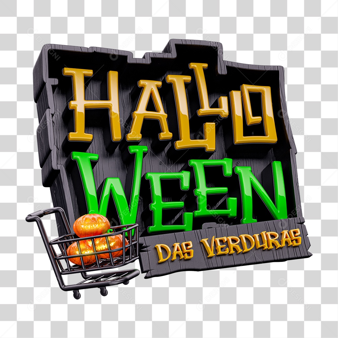 Selo 3D Halloween das Verduras Para Composição PNG Transparente