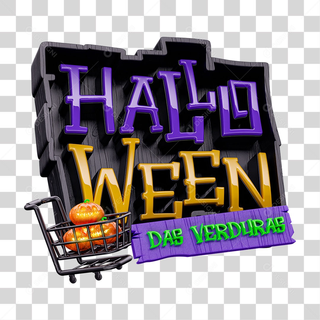 Selo 3D Halloween das Verduras Para Composição PNG Transparente