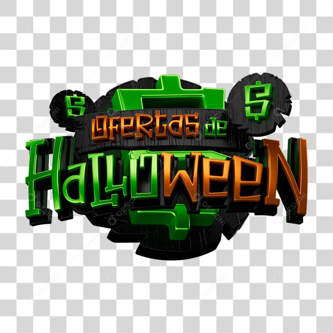Selo 3D Ofertas de Halloween Para Composição PNG Transparente