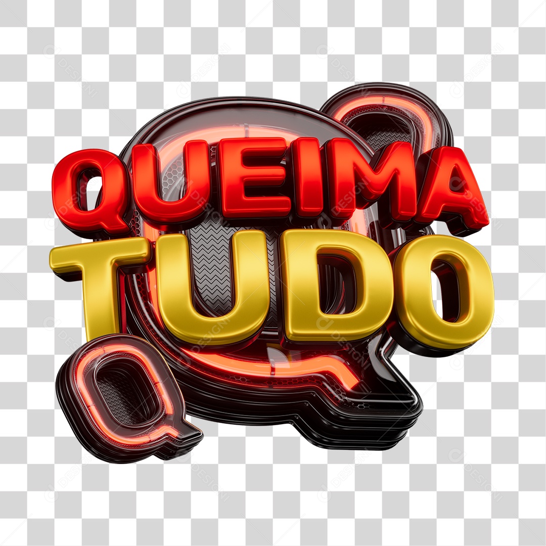 Selo 3D Queima Tudo Para Composição PNG Transparente