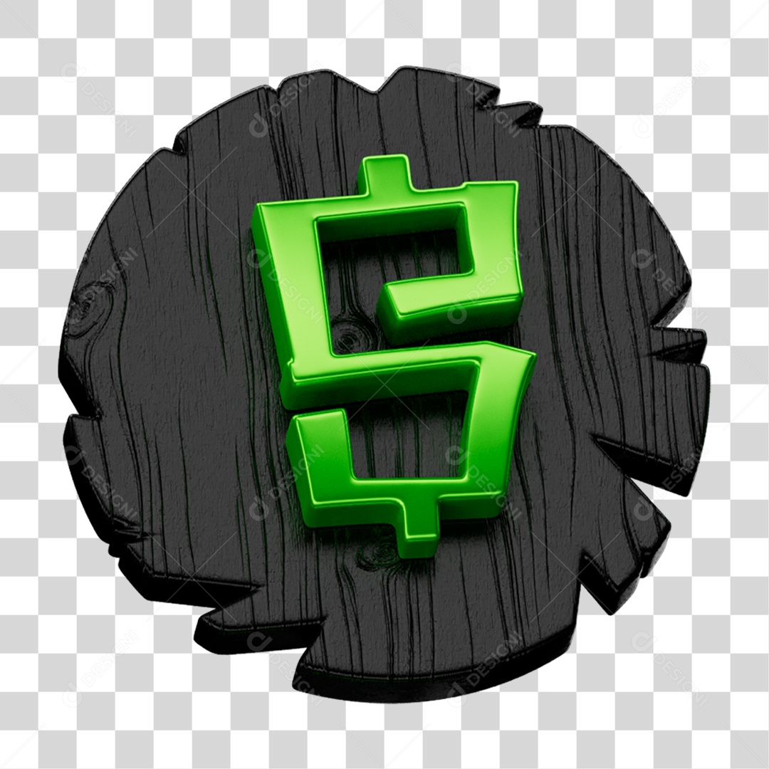Selo 3D Cifrão Dinheiro Para Composição PNG Transparente