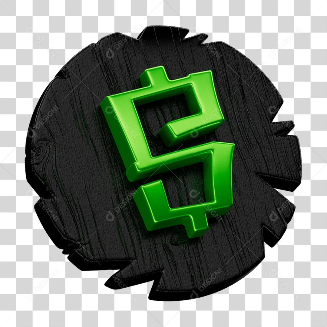 Selo 3D Cifrão Dinheiro Para Composição PNG Transparente