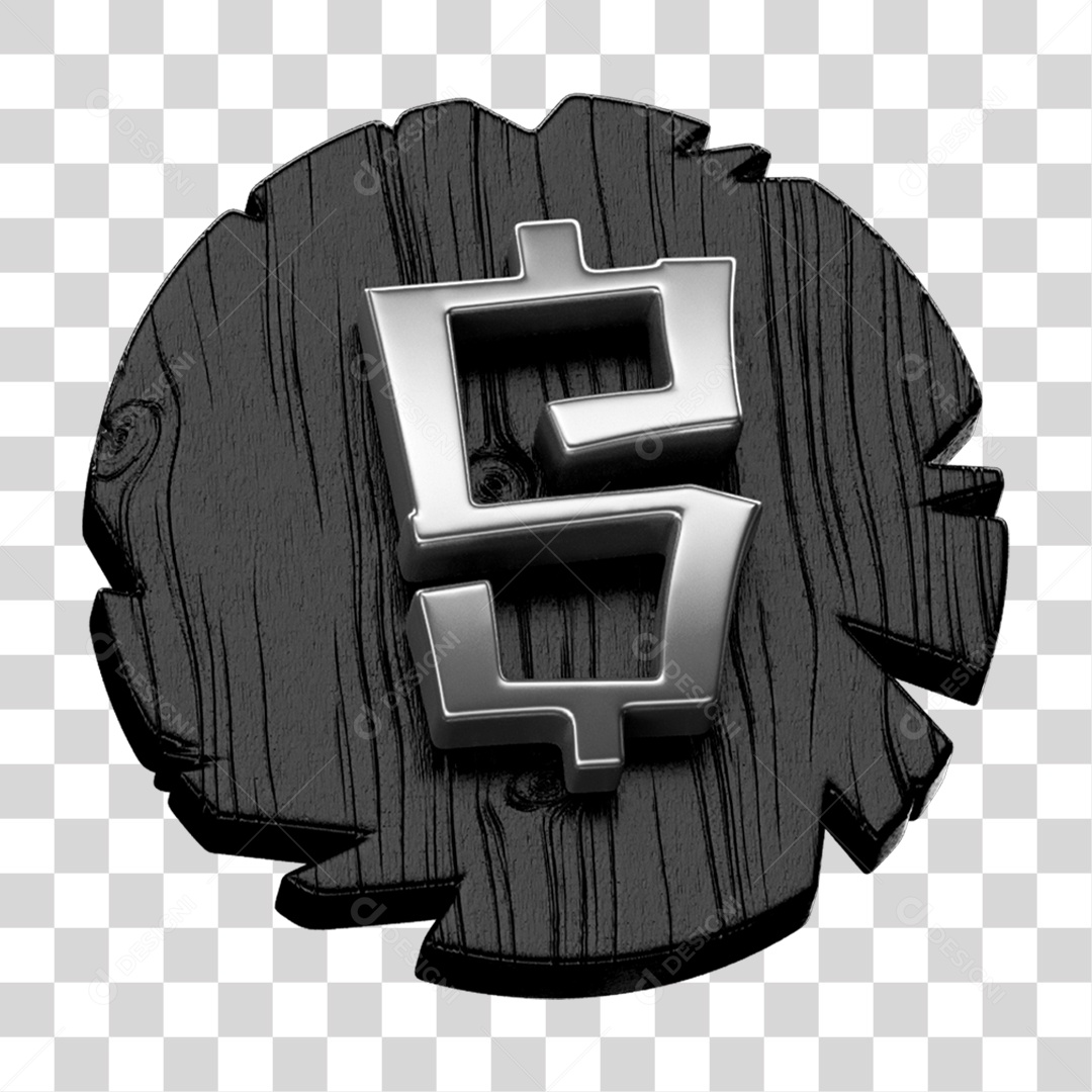 Selo 3D Cifrão Dinheiro Para Composição PNG Transparente