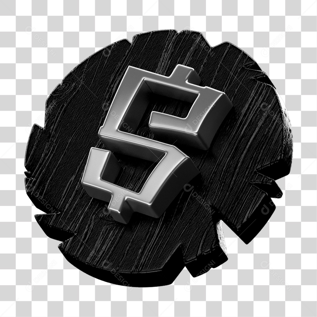 Selo 3D Cifrão Dinheiro Para Composição PNG Transparente