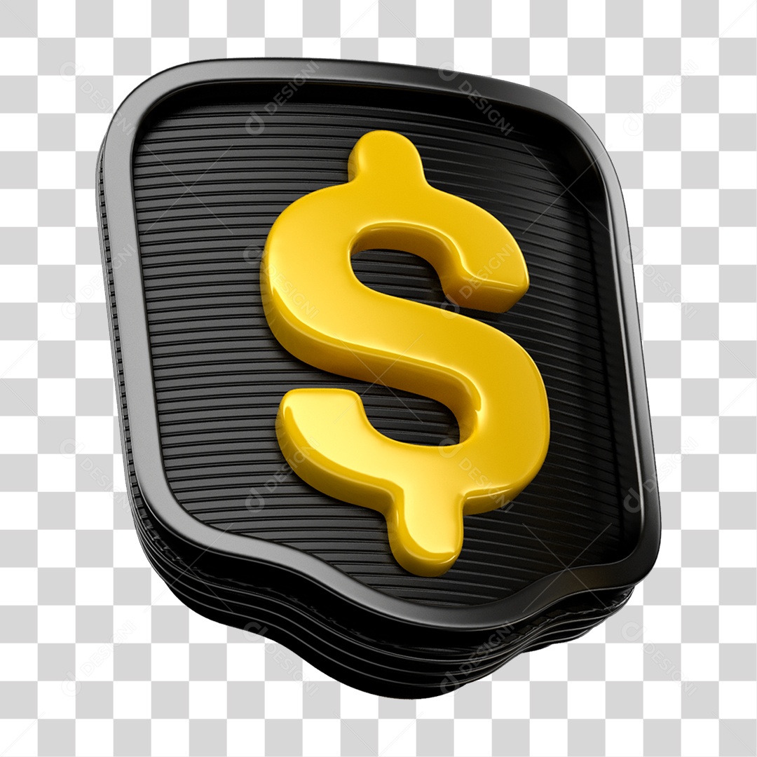 Selo 3D Cifrão Dinheiro Para Composição PNG Transparente