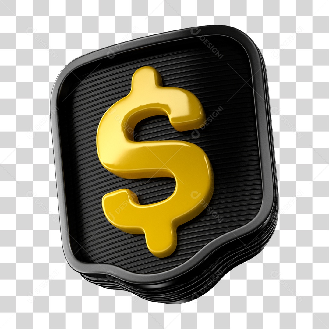 Selo 3D Cifrão Dinheiro Para Composição PNG Transparente