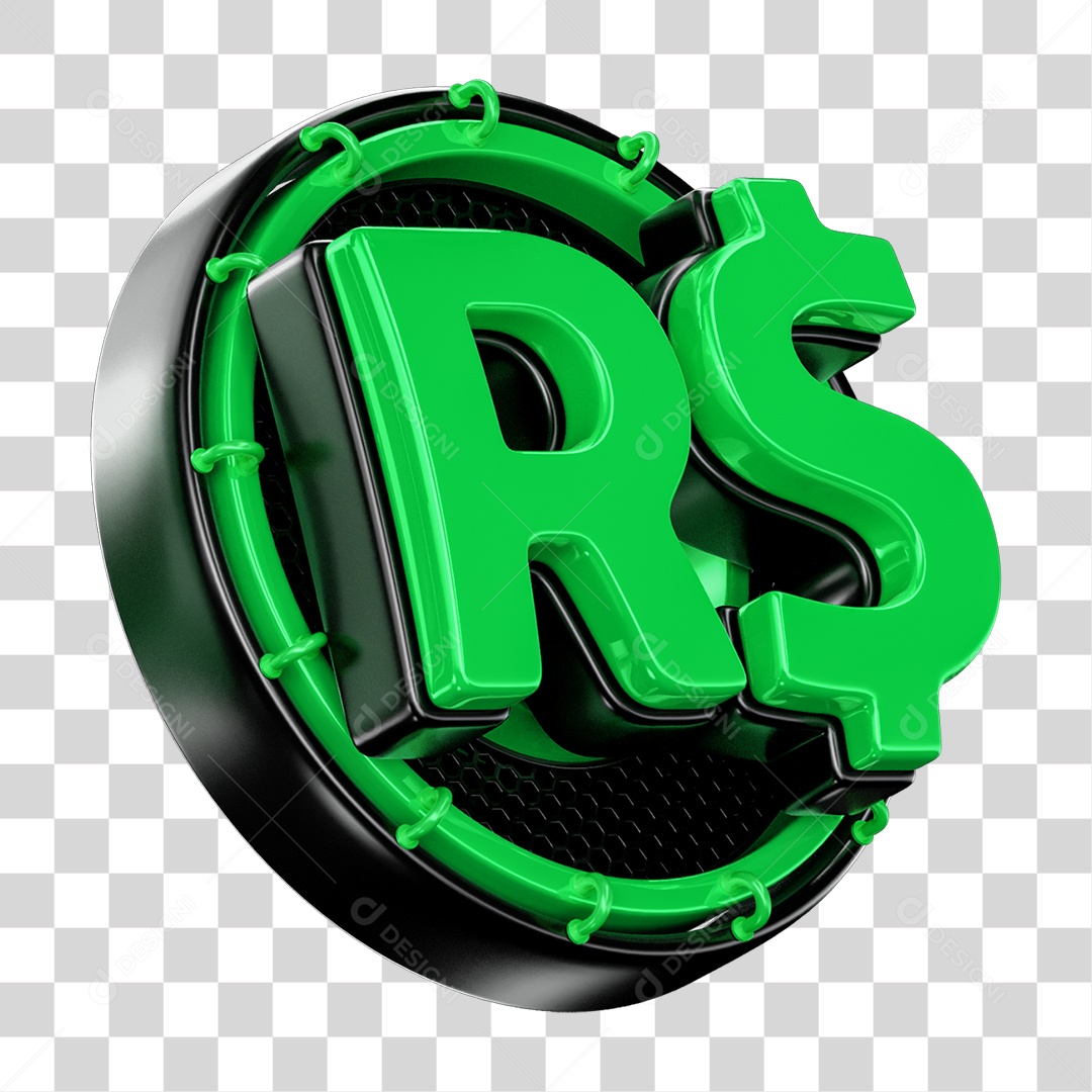Selo 3D Cifrão Dinheiro Para Composição PNG Transparente
