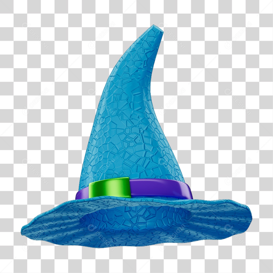 Elemento 3D Chapéu de Bruxa Halloween para Composição PNG Transparente
