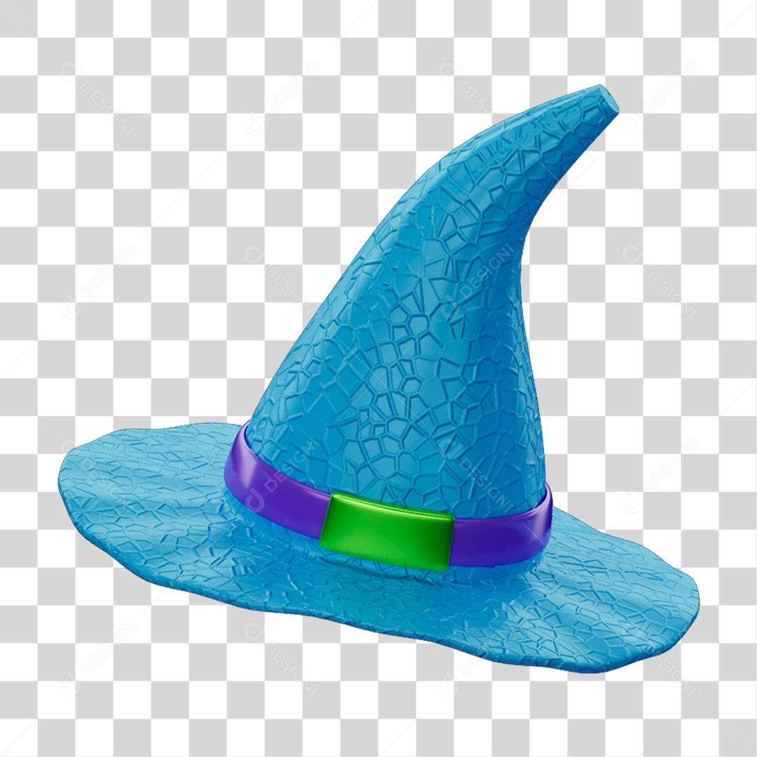 Elemento 3D Chapéu de Bruxa Halloween para Composição PNG Transparente
