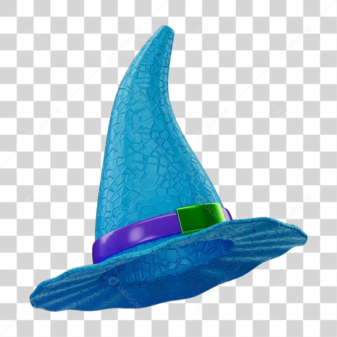 Elemento 3D Chapéu de Bruxa Halloween para Composição PNG Transparente