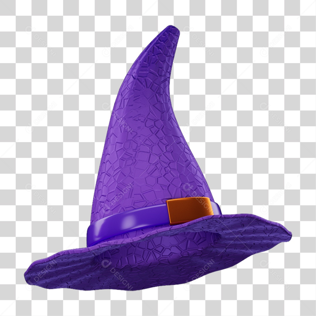 Elemento 3D Chapéu de Bruxa Halloween para Composição PNG Transparente