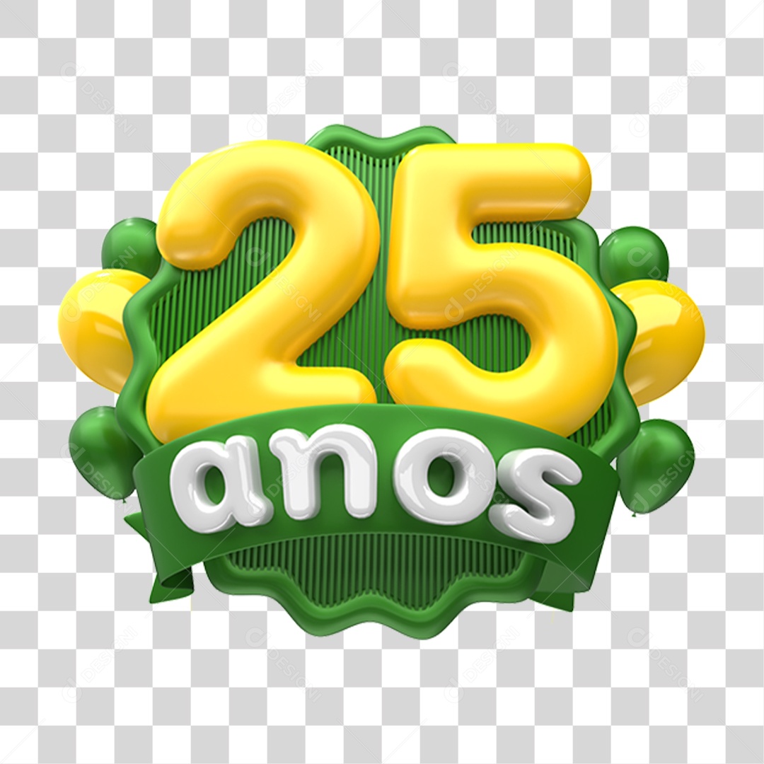Selo 3D 25 Anos De Aniversário Para Composição PNG Transparente