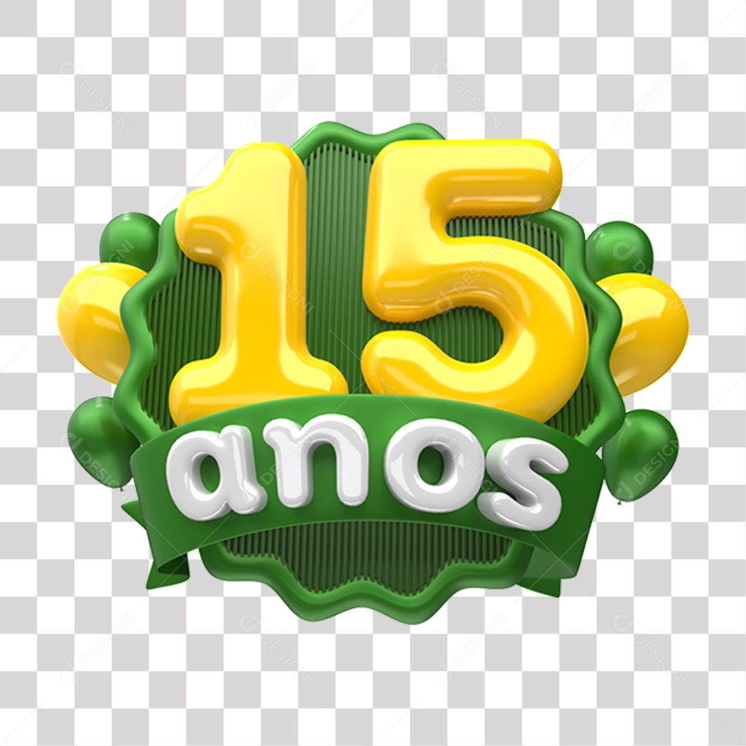 15 Year Anniversary 3D Stamp for Transparent PNG Composition