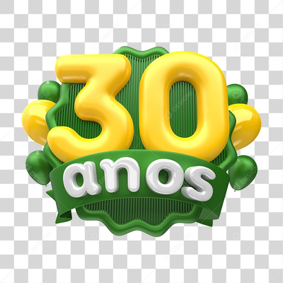 Selo 3D 30 Anos De Aniversário Para Composição PNG Transparente