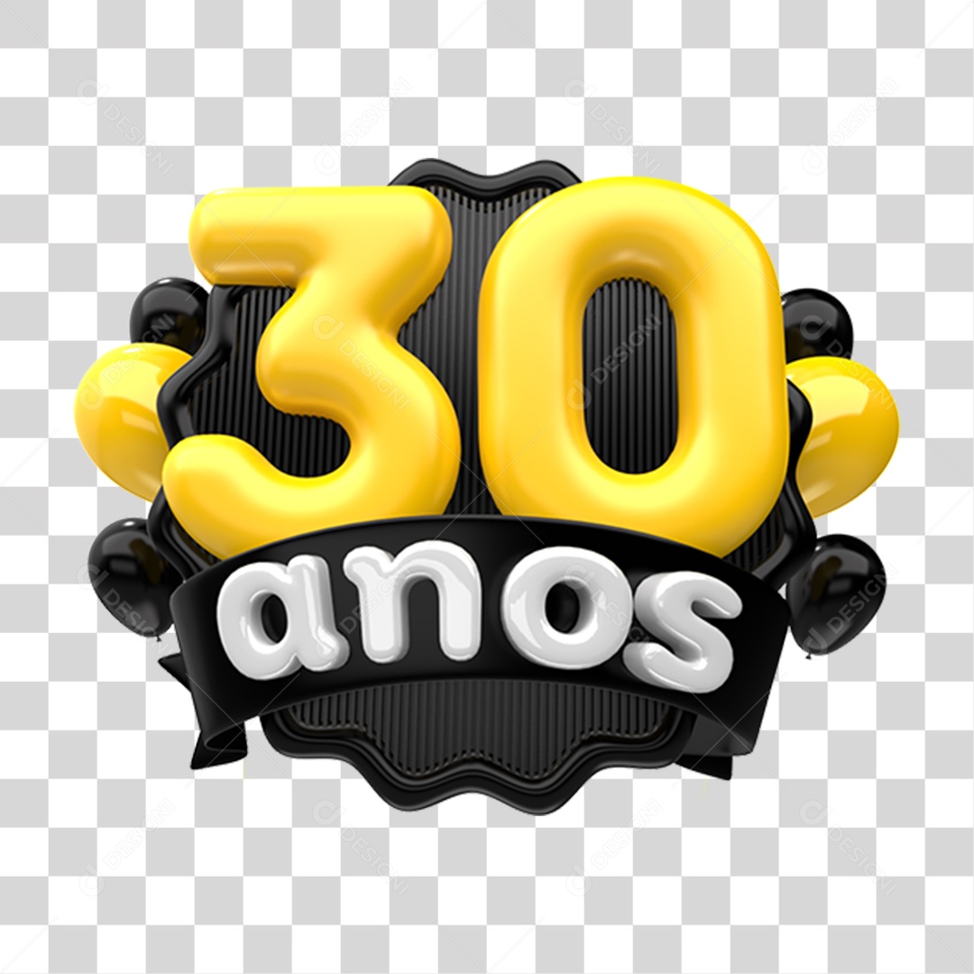 Selo 3D 30 Anos De Aniversário Para Composição PNG Transparente