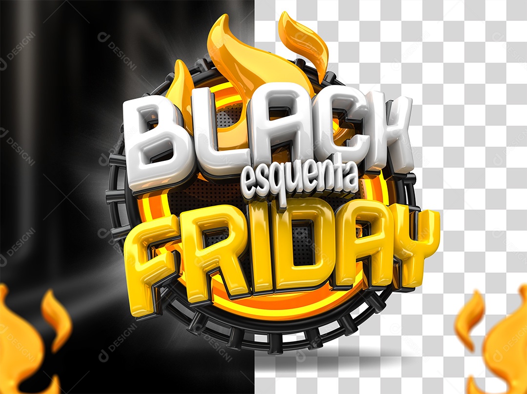 Selo 3D Esquenta Black Friday Para Composição PSD