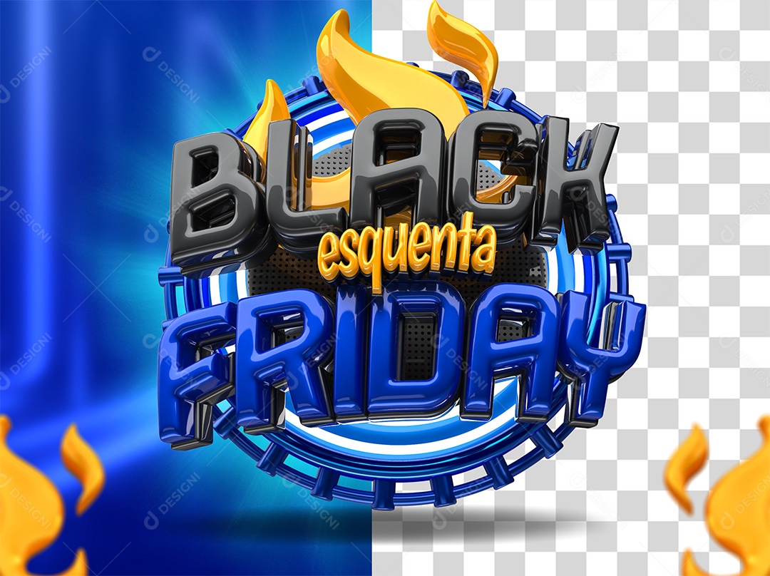 Esquenta Black Friday Selo 3D Para Composição PSD