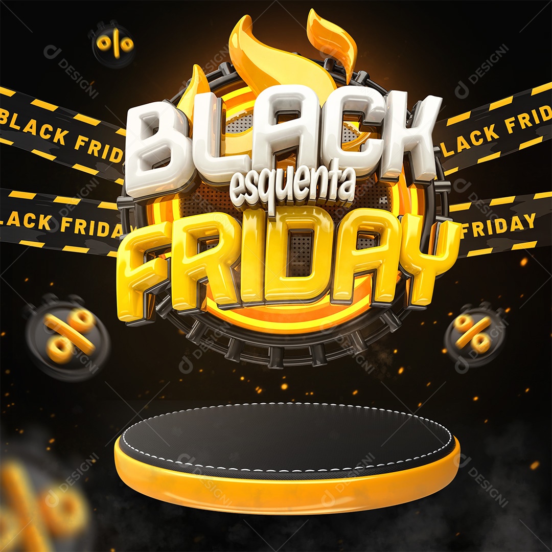 Selo 3D Esquenta Black Friday Para Composição PSD