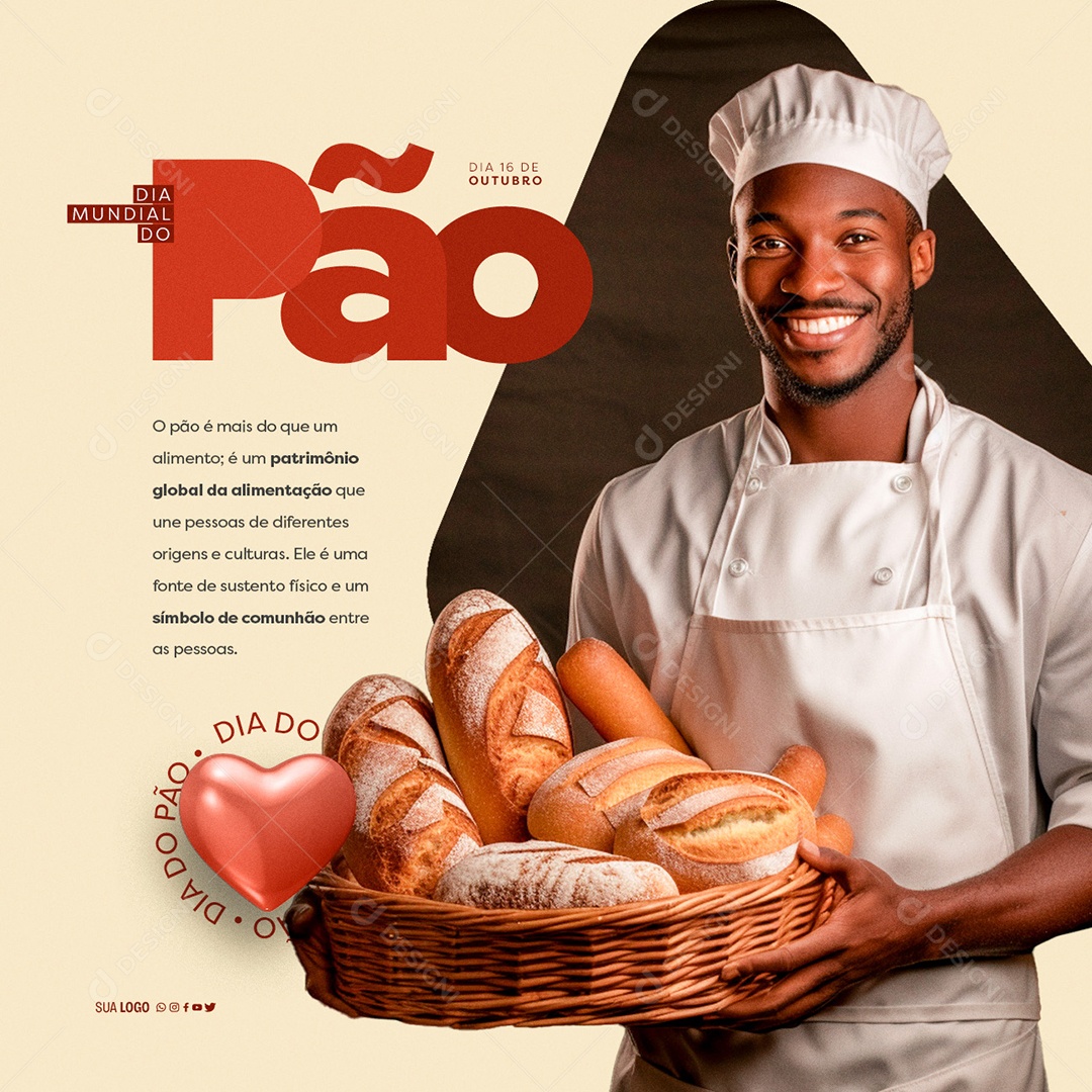 Dia Mundial do Pão 16 de Outubro Social Media PSD Editável
