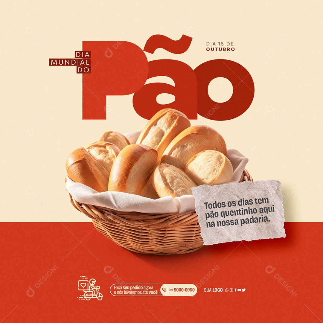 Dia Mundial do Pão 16 de Outubro Social Media PSD Editável