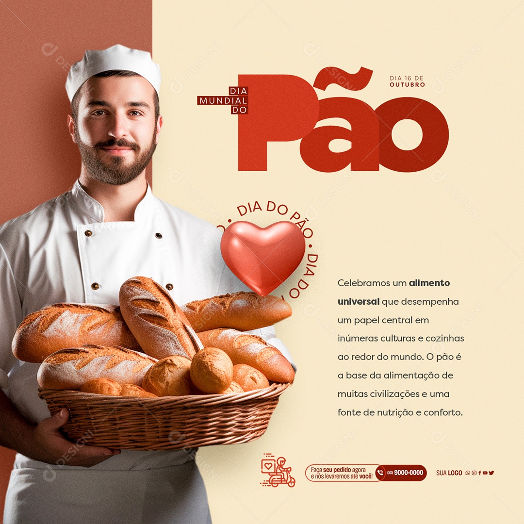 Dia Mundial do Pão 16 de Outubro a Base da Alimentação de Muitas Civilizações Social Media PSD Editável