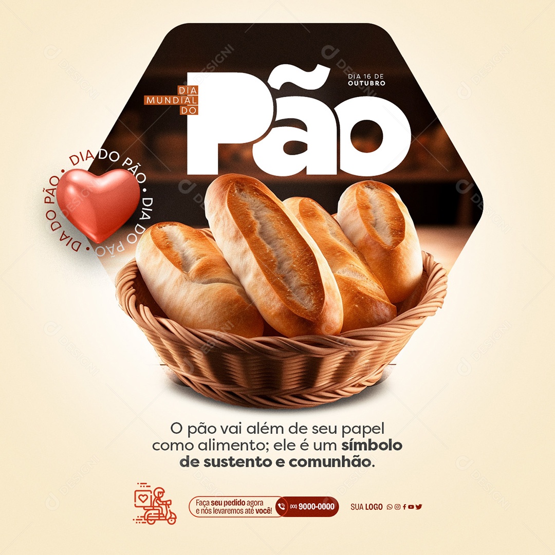 Dia Mundial do Pão 16 de Outubro ele é um Símbolo de Sustento e Comunhão Social Media  PSD Editável