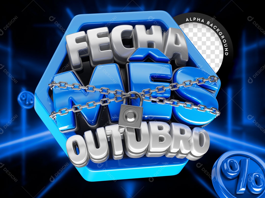 Fecha Mês Outubro Selo 3D Para Composição PSD