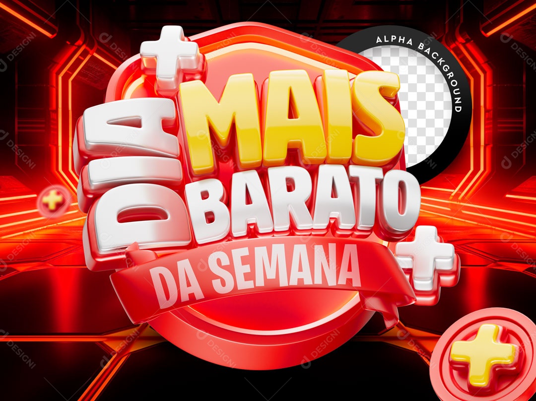 Selo 3D Dia Mais Barato Da Semana Para Composição PSD