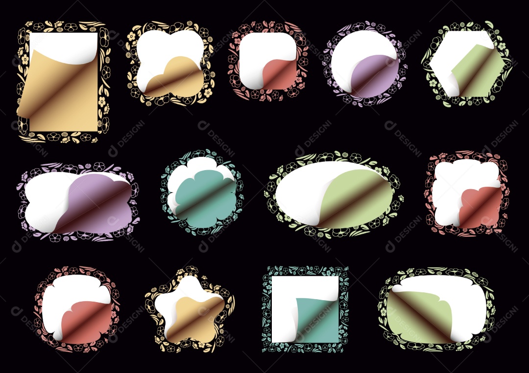 Conjunto de Moldura Ilustração Vetor EPS