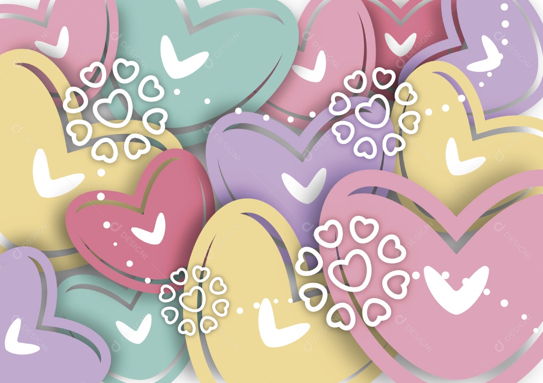 Background de Corações Ilustração Vetor EPS