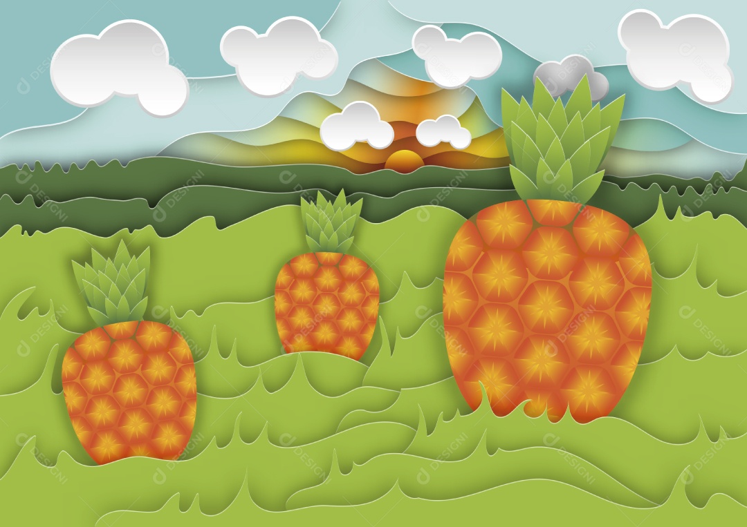 Background de Abacaxi Ilustração Vetor EPS