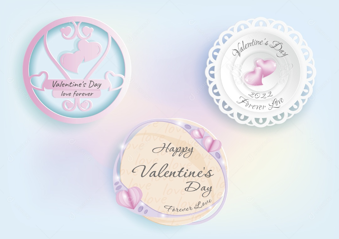 Conjunto de Etiquetas do Dia dos Namorados Ilustração Vetor EPS