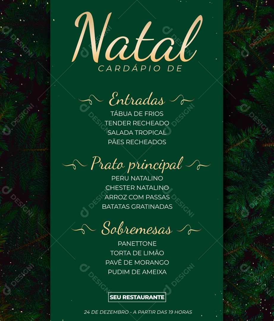 Cardapio De Natal Social Media PSD Editável