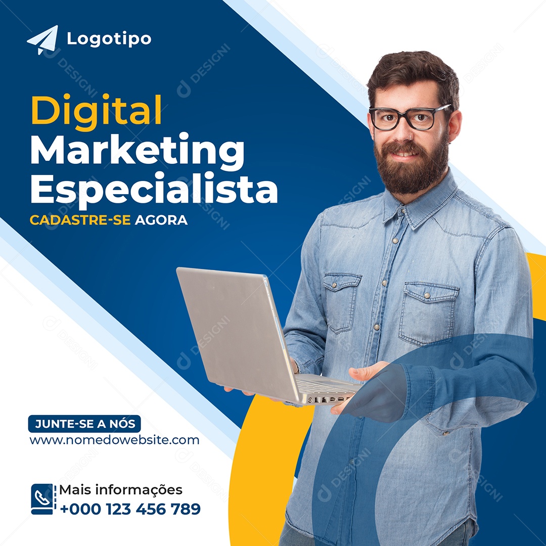 Marketing Digital Cadastre se Agora Especialista Junte se a Nós Social Media PSD Editável