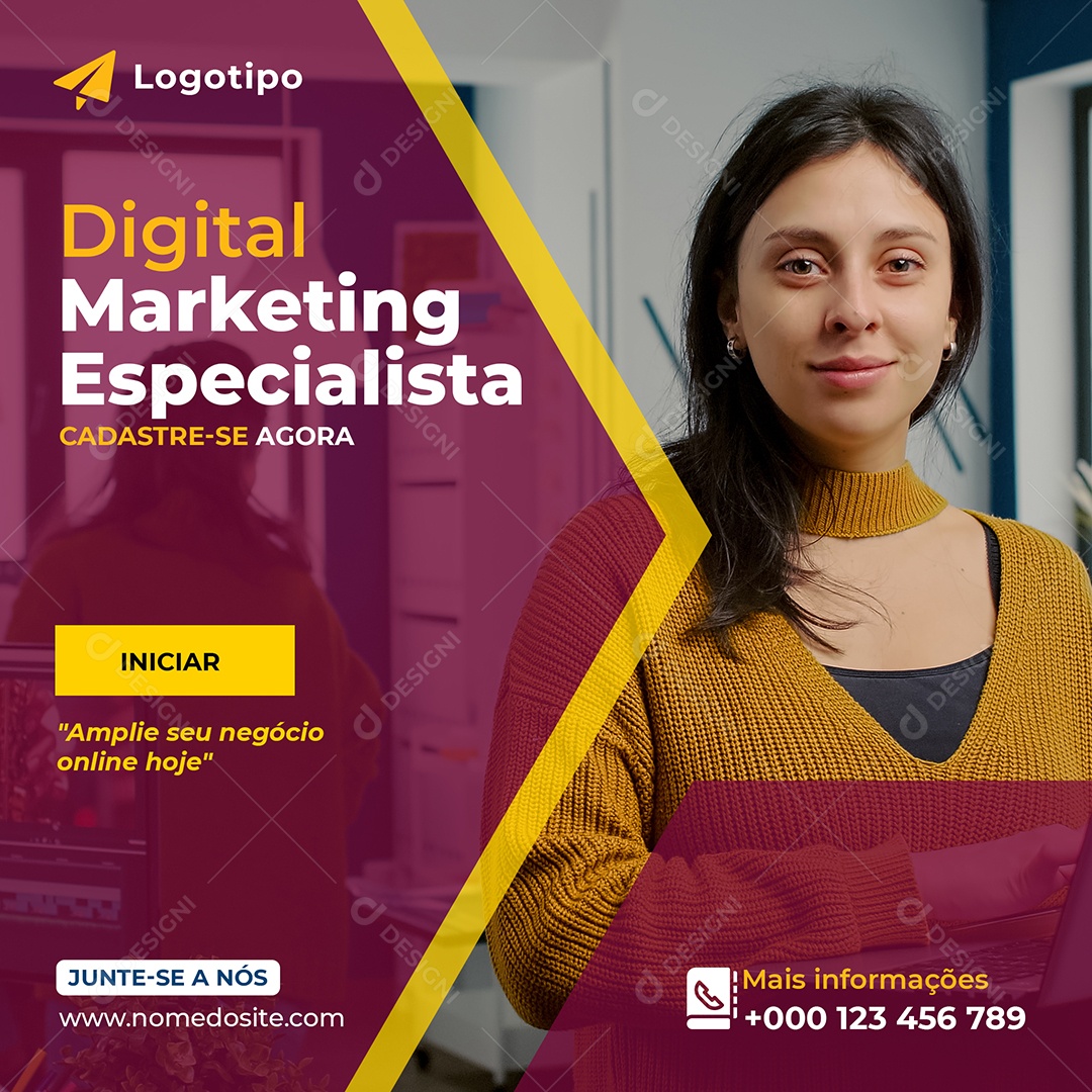 Social Media Marketing Digital Especialista Cadastre se Agora PSD Editável