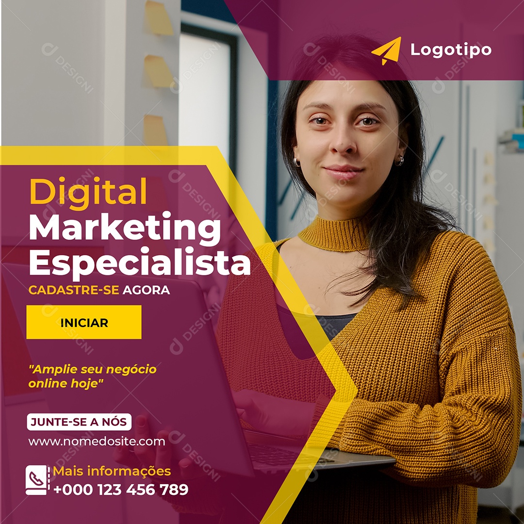 Marketing Digital Especialista Cadastre se Agora Social Media PSD Editável