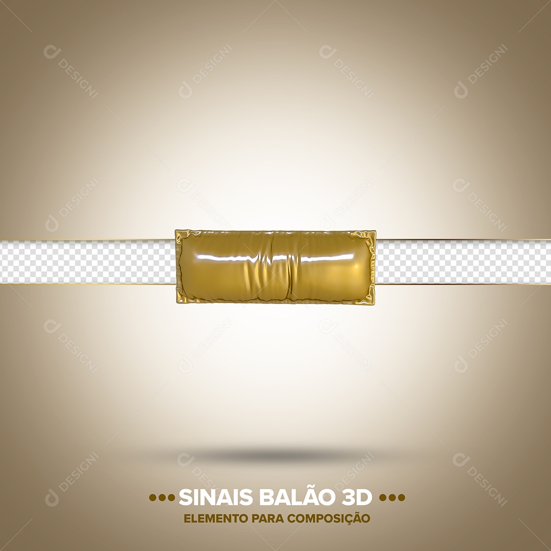 Elemento 3D Balão Dourado De Sinal Menos Para Composição PSD