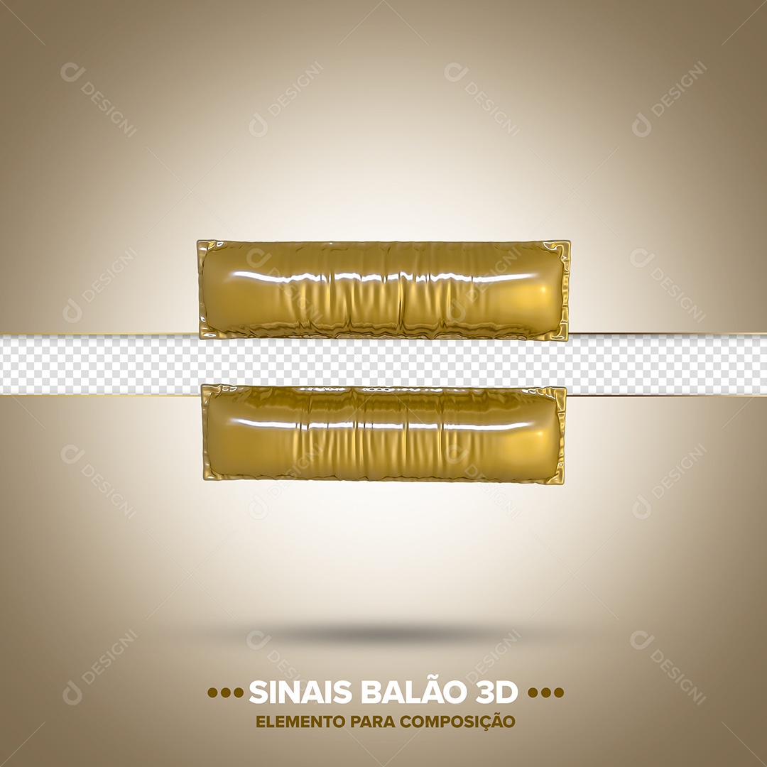 Elemento 3D Balão Dourado De Sinal Igual Para Composição PSD