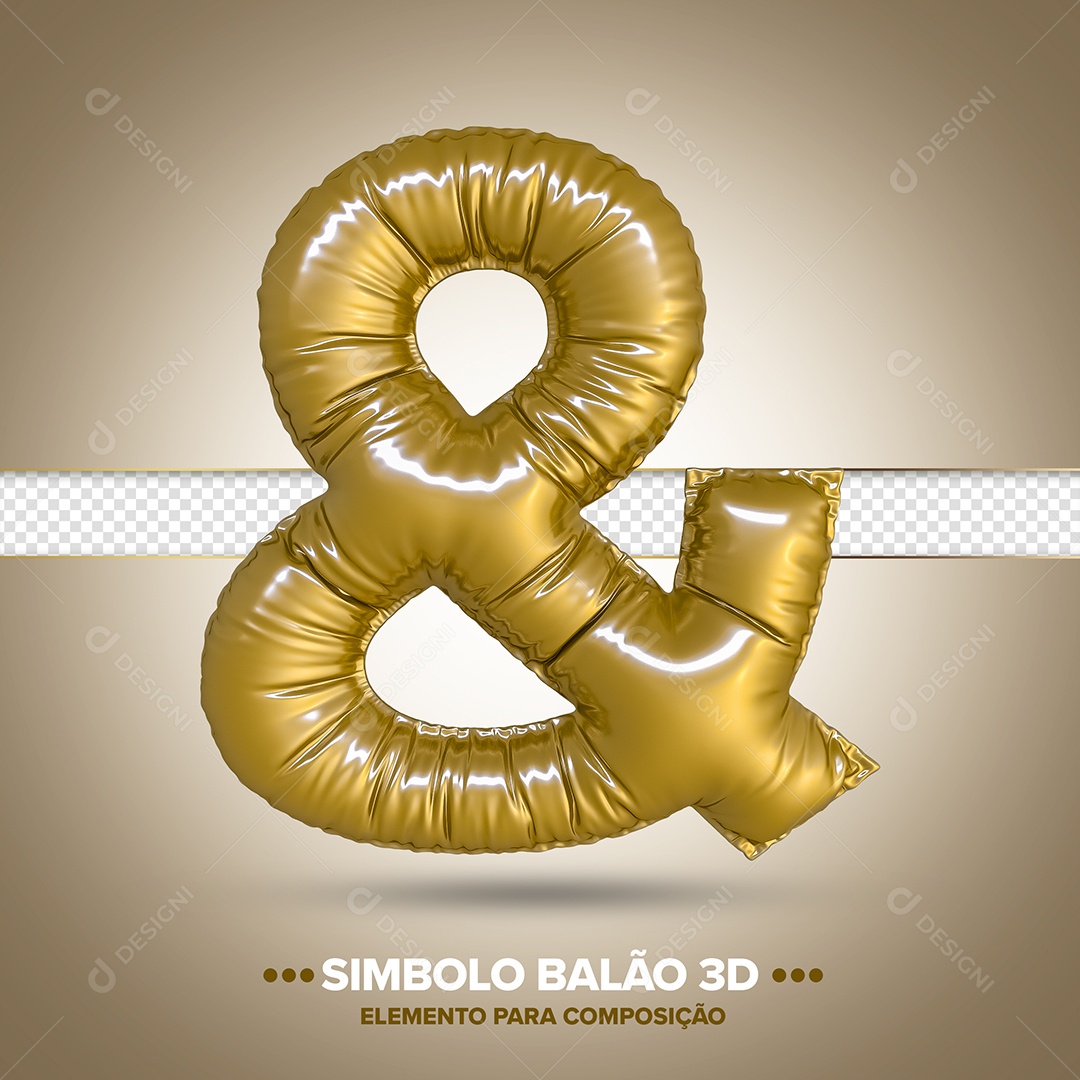 Elemento 3D Balão De Simbolo Ampersand & Para Composição PSD