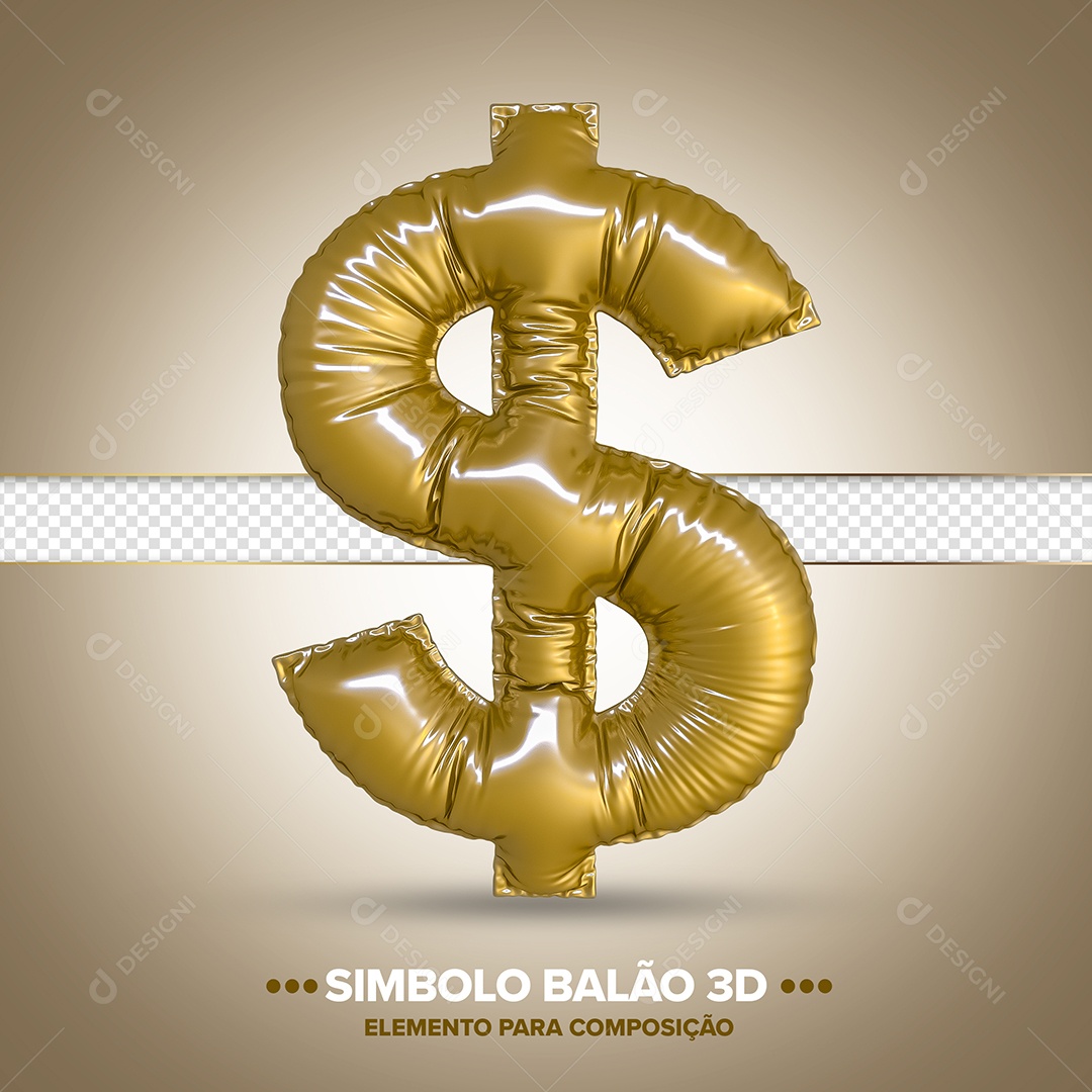 Elemento 3D Balão De Simbolo Sifrão Para Composição PSD